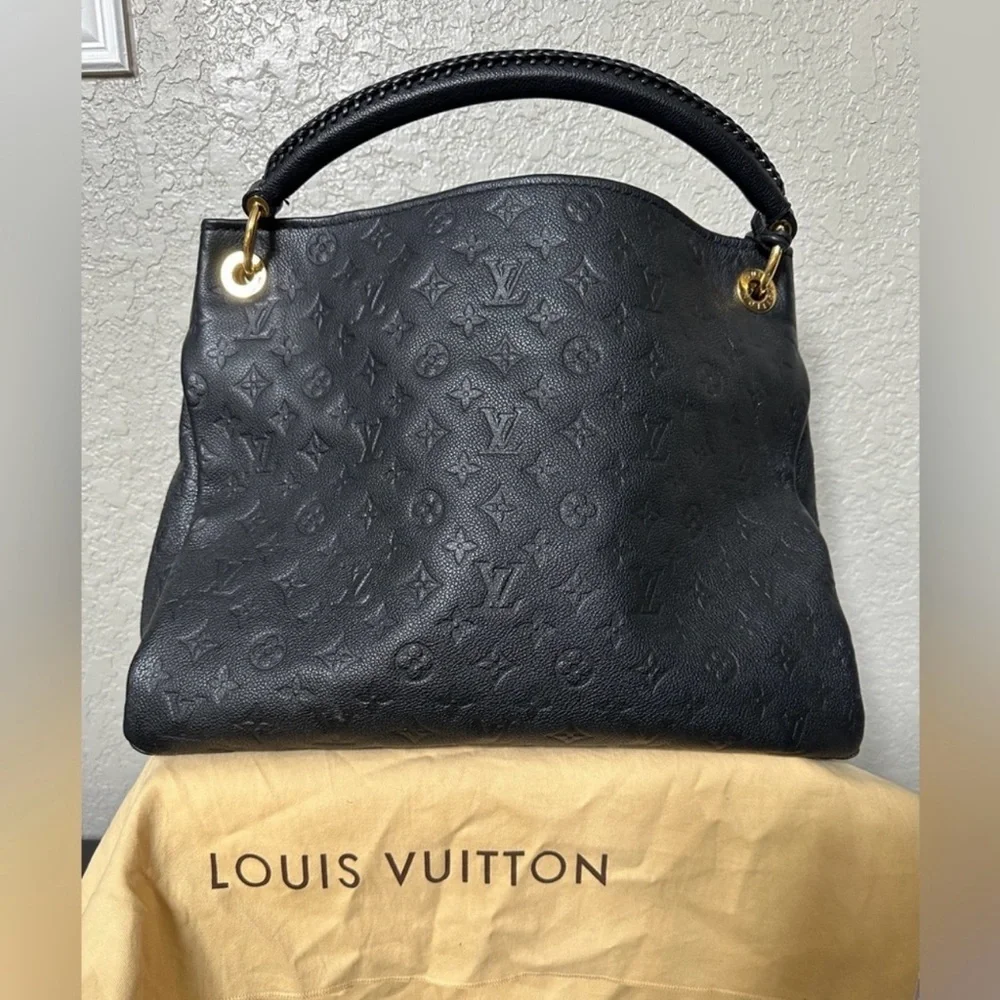Louis Vuitton Black Embossed Hobo Bag